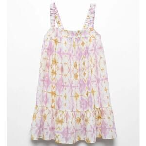Mango Kids' Lula Abstract Tie Dye Cut Out Dress Size 12